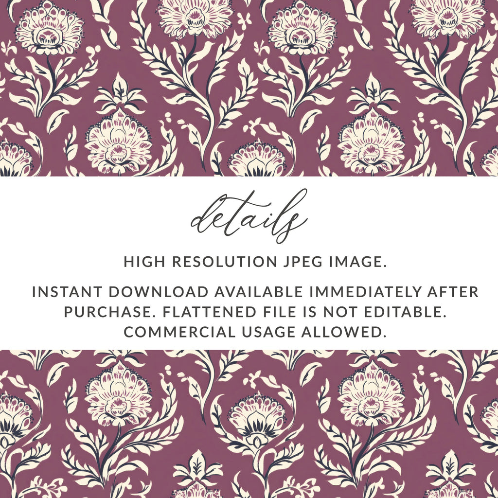 Detailed Floral Vine Pattern Kalamkari Style Design Seamless Pattern - Moore and Mountain