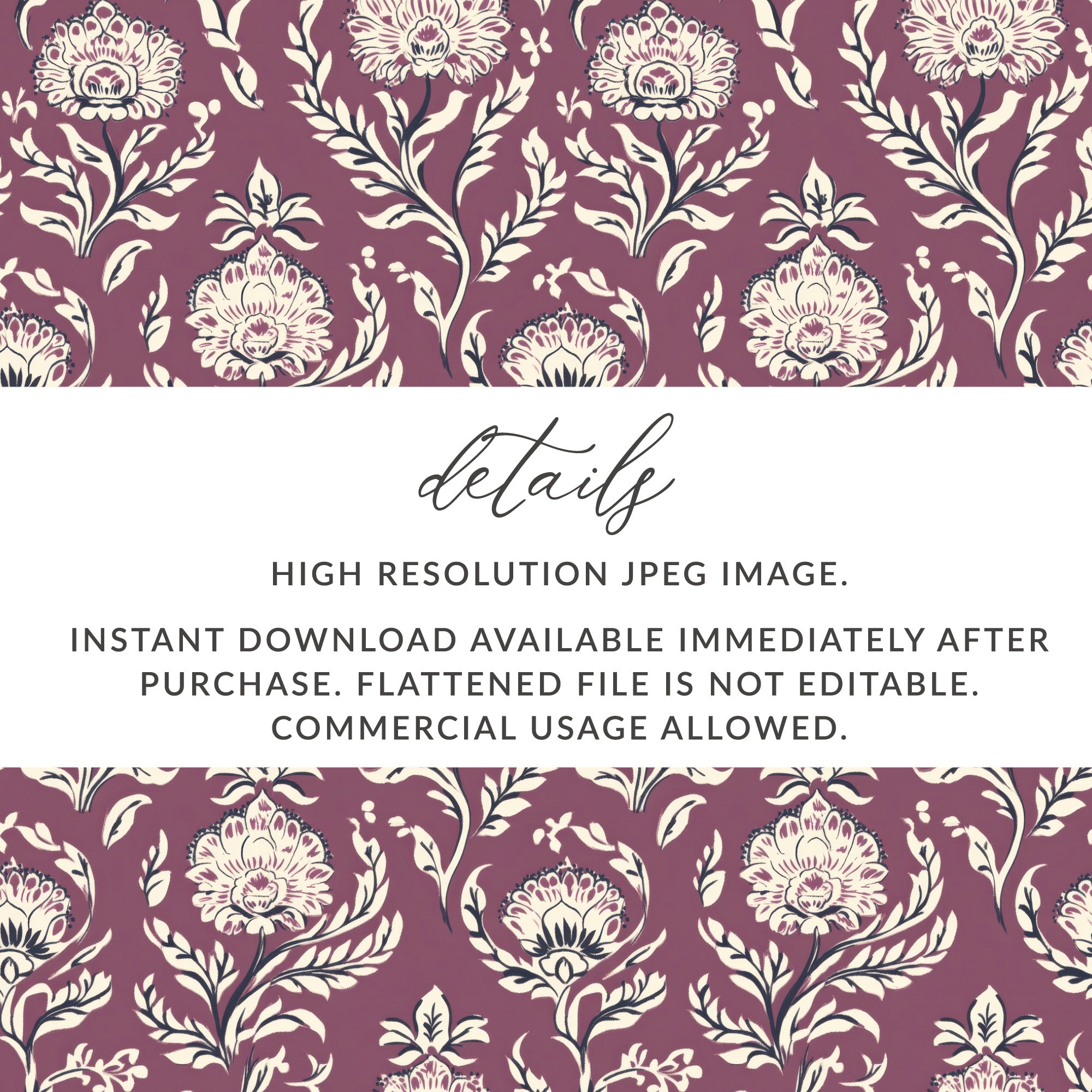 Detailed Floral Vine Pattern Kalamkari Style Design Seamless Pattern - Moore and Mountain