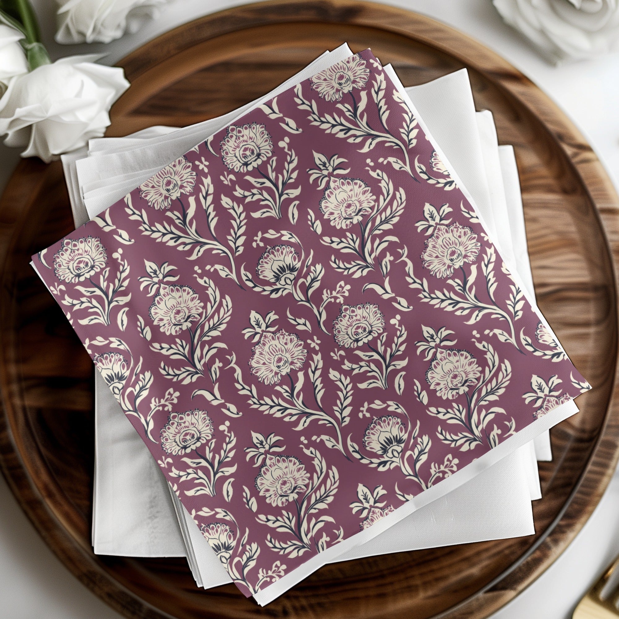Detailed Floral Vine Pattern Kalamkari Style Design Seamless Pattern - Moore and Mountain