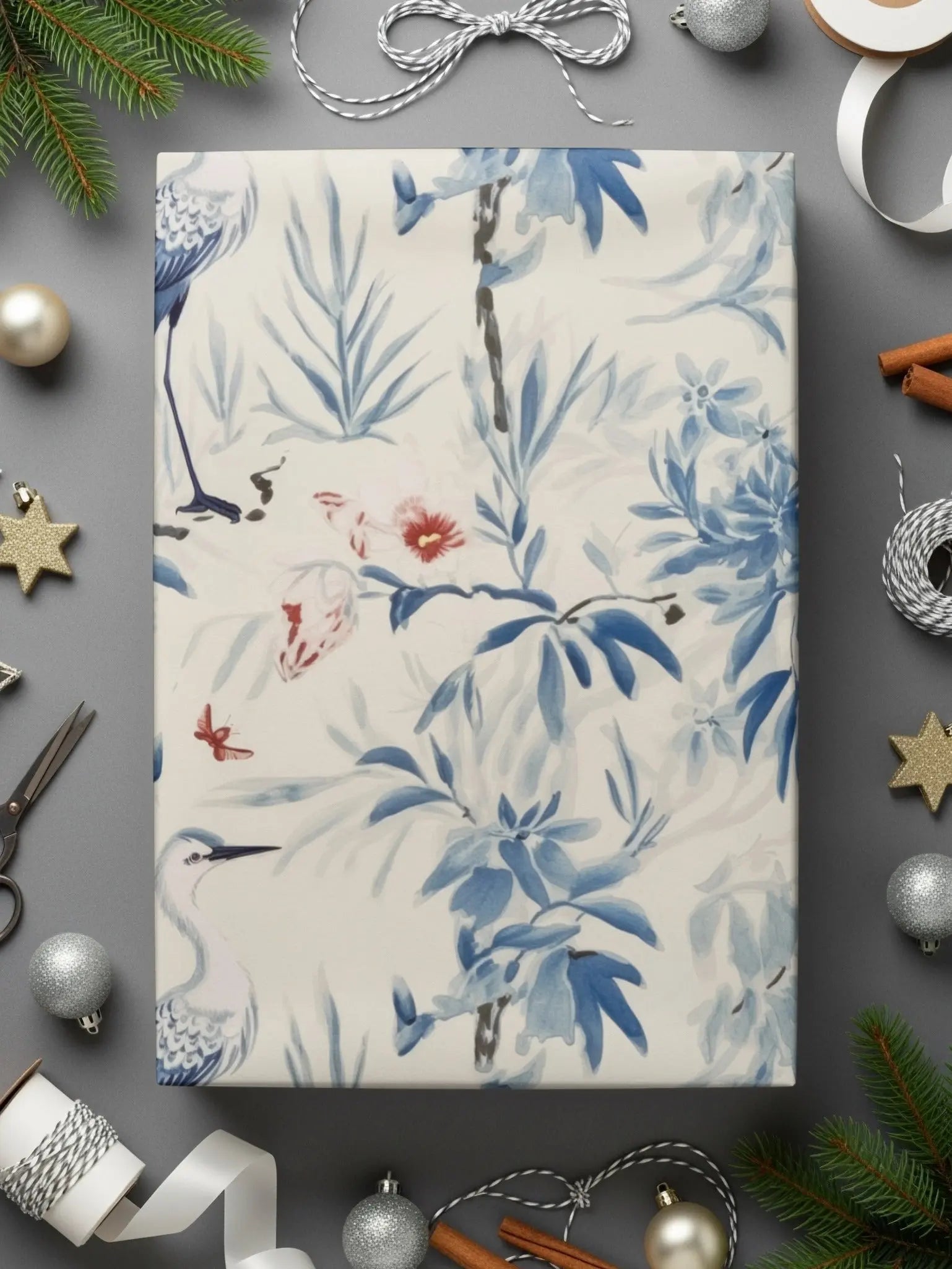 Digital Bird Pattern, Blue Floral Image, Seamless File, Tileable Background, Repeating Pattern, Scrapbook Paper, Digital Download - Moore and Mountain