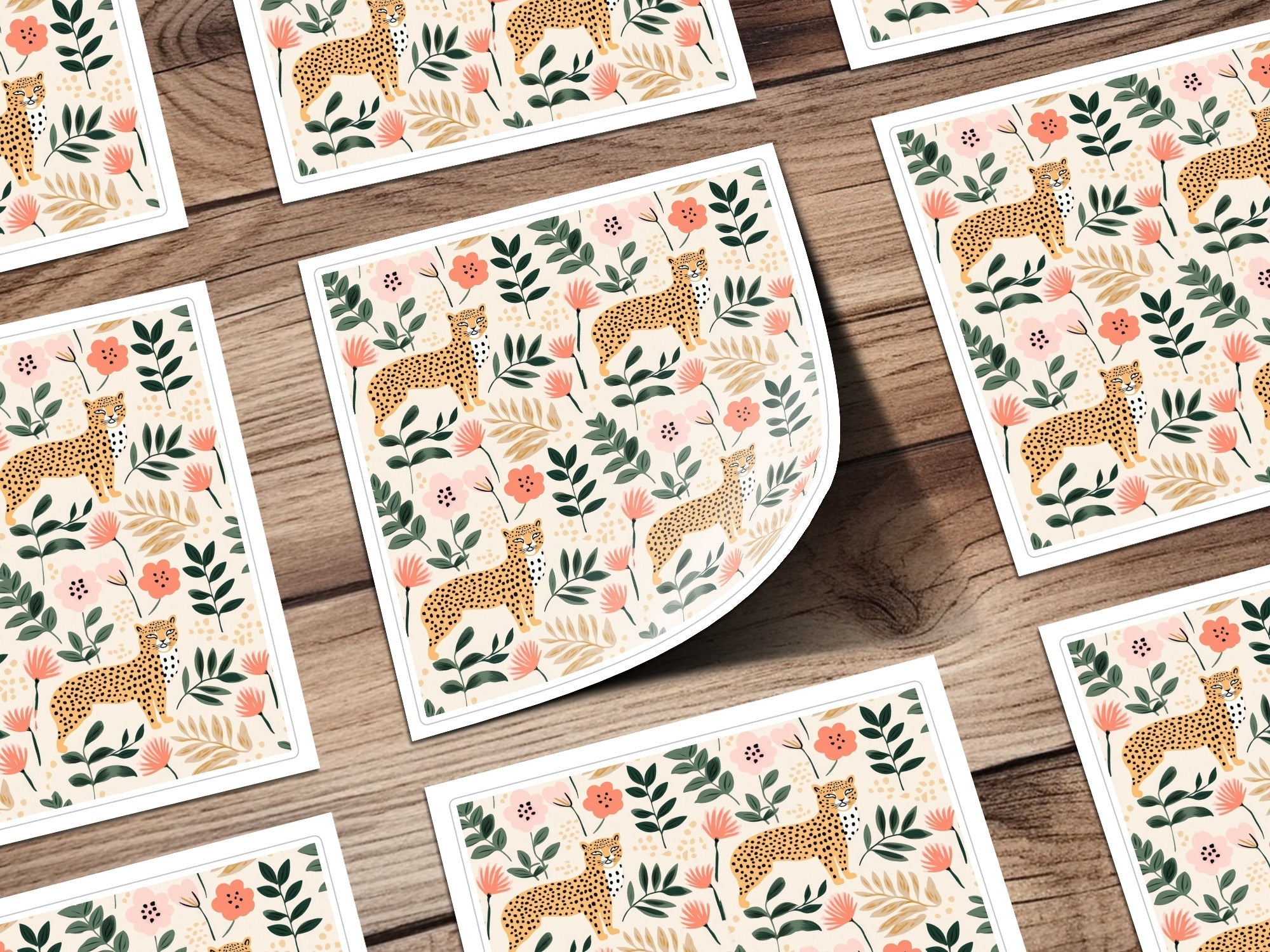Digital Cheetah Pattern, Floral Print, Pink Green, Neutral Beige, Animal Print, Leopard Spots, Spring Pattern, Repeat Pattern Design - Moore and Mountain