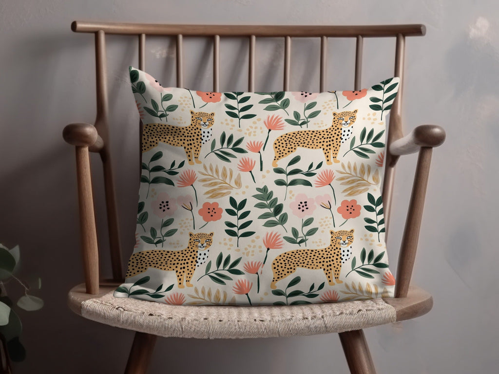 Digital Cheetah Pattern, Floral Print, Pink Green, Neutral Beige, Animal Print, Leopard Spots, Spring Pattern, Repeat Pattern Design - Moore and Mountain