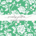 Digital Floral Pattern, Seamless Peony Design, Green and White Wallpaper, Printable Fabric Pattern, Scrapbooking Paper, 2 JPEG Scales - Moore and Mountain