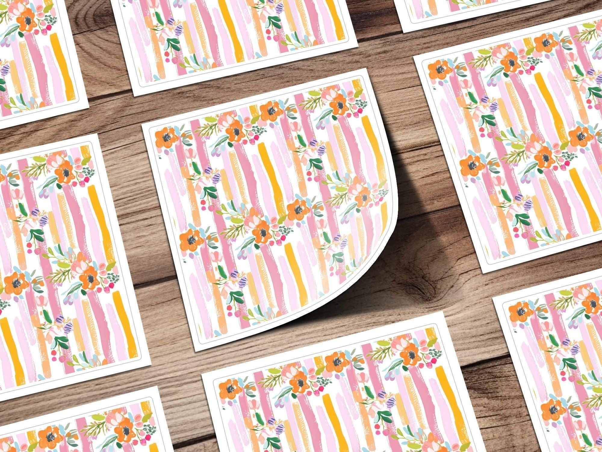 Digital Floral Seamless Pattern, Flower Striped Background, Fabric Design, Digital Paper Pack, Commercial Use, Pastel Color Artwork - Moore and Mountain