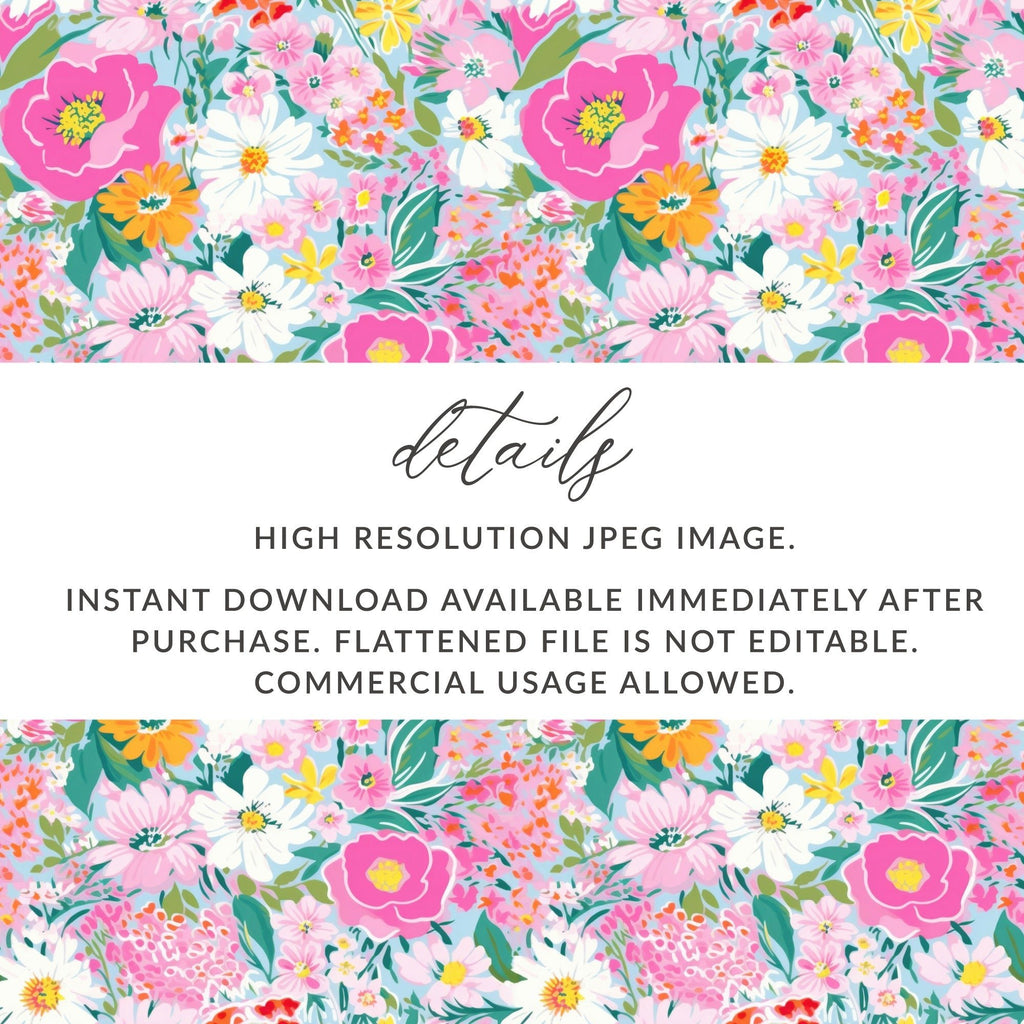 Digital Floral Seamless Pattern, Pink Flowers Design, Flower Print, Digital Paper Pack, Seamless Design for Fabric, Digital Download - Moore and Mountain