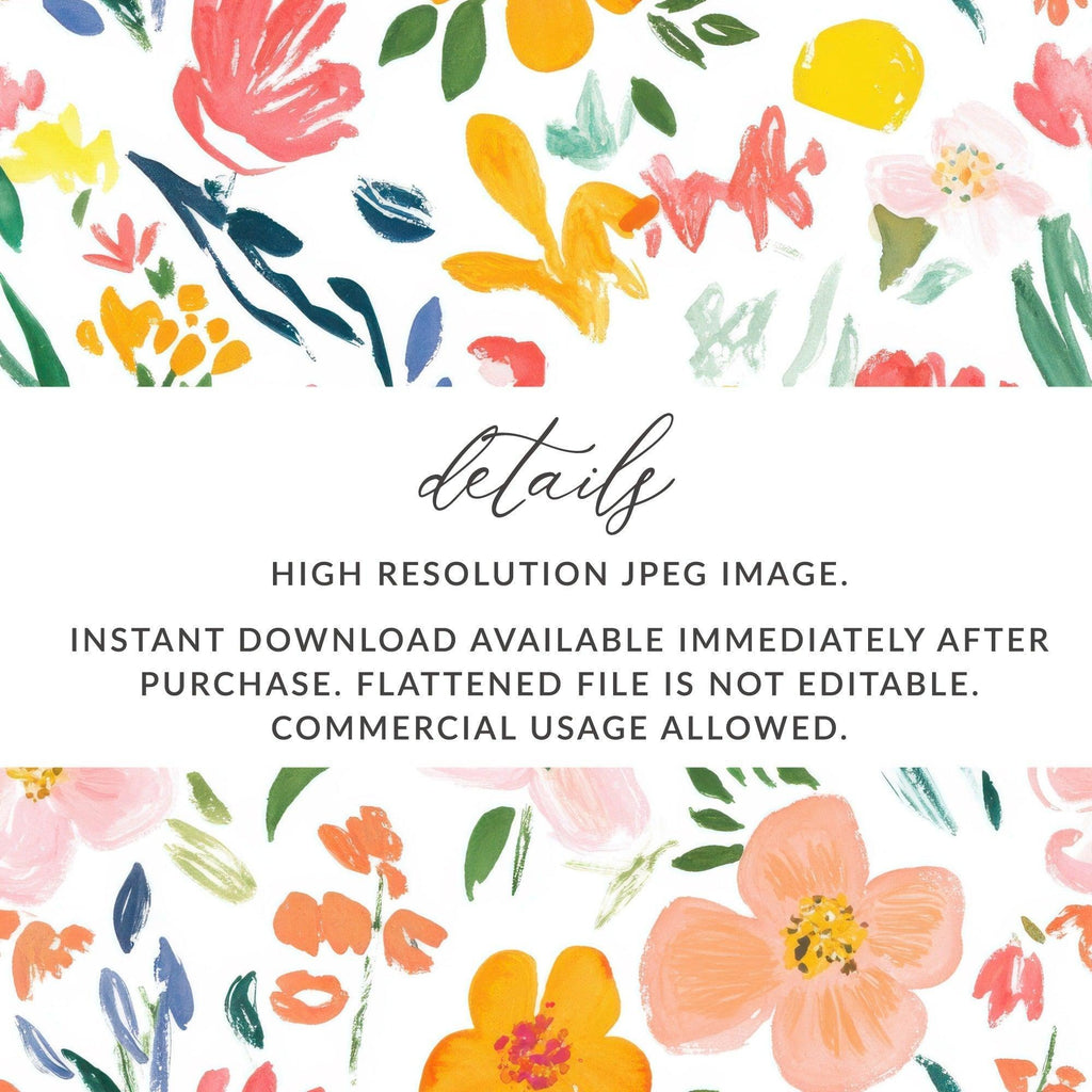 Digital Floral Seamless Pattern, Watercolor Flowers, Repeat Pattern, Fabric Design, Printable Paper, Scrapbooking, Spring Florals - Moore and Mountain