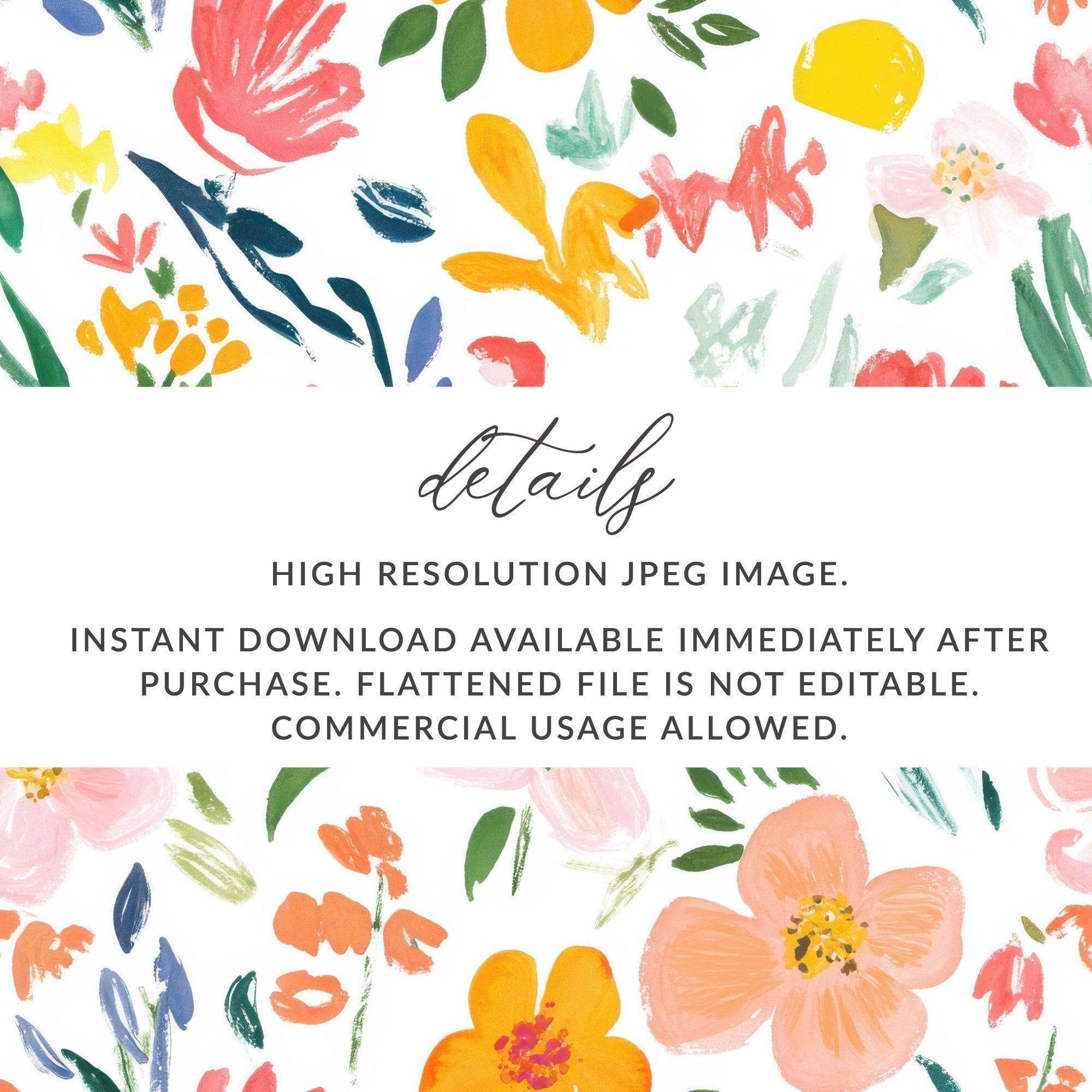 Digital Floral Seamless Pattern, Watercolor Flowers, Repeat Pattern, Fabric Design, Printable Paper, Scrapbooking, Spring Florals - Moore and Mountain