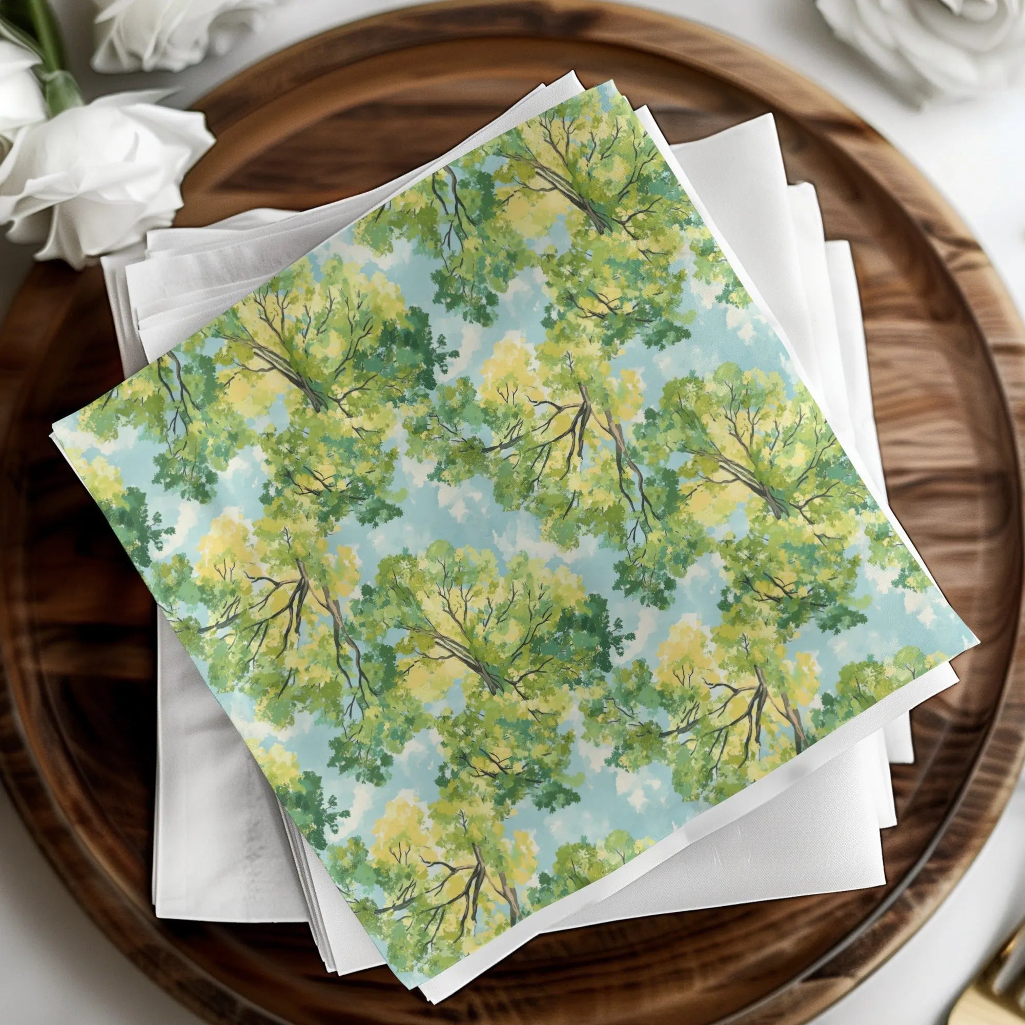 Digital Forest Canopy Art, Trees and Sky Print, Seamless Pattern Image, Digital Download, Scrapbook Paper, Two Scales, Nature Design - Moore and Mountain