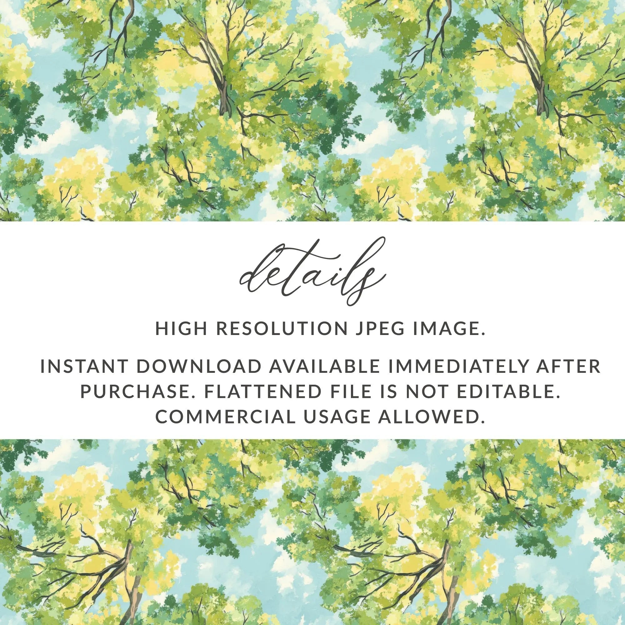 Digital Forest Canopy Art, Trees and Sky Print, Seamless Pattern Image, Digital Download, Scrapbook Paper, Two Scales, Nature Design - Moore and Mountain