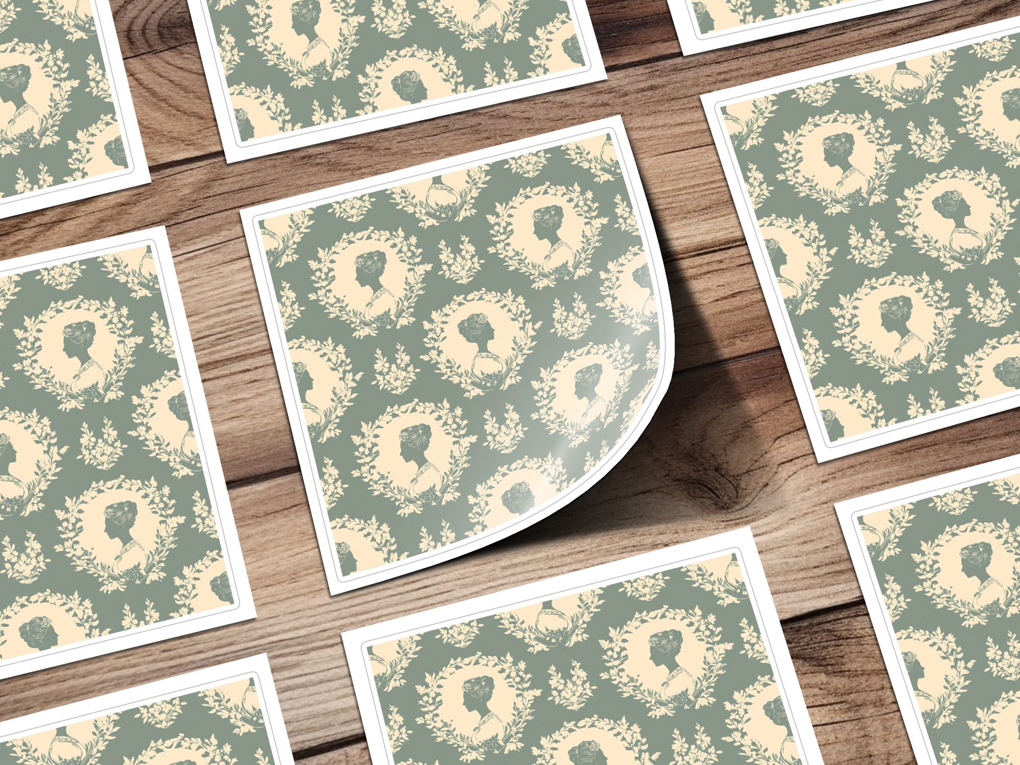 Digital Lady Cameo Floral Pattern, Seamless Floral Repeat Pattern, JPEG Files, Botanical Design, Feminine Pattern, Digital Paper Download - Moore and Mountain