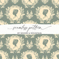 Digital Lady Cameo Floral Pattern, Seamless Floral Repeat Pattern, JPEG Files, Botanical Design, Feminine Pattern, Digital Paper Download - Moore and Mountain
