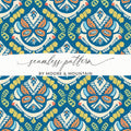 Digital Pattern, Seamless Blue Orange Yellow, Repeatable Background, Surface Design, Fabric Print, Scrapbooking Paper, Digital Paper - Moore and Mountain