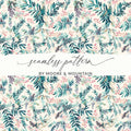 Digital Seamless Pattern, Foliage Design, Floral Digital Paper, Watercolor Pattern, Berries Pattern, Fabric Design, Scrapbooking Paper - Moore and Mountain