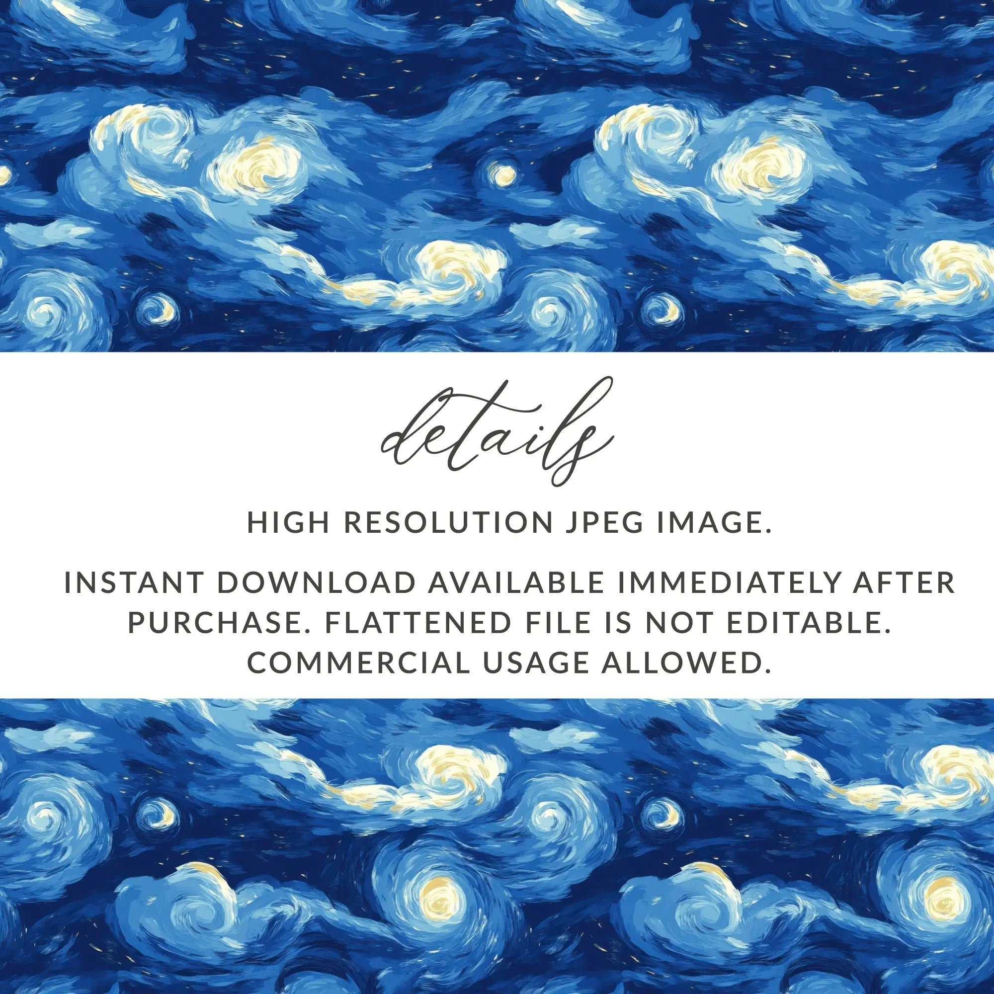 Digital Starry Night Sky, Seamless JPEG Image, Fabric Design, Blue Sky Art, Galaxy Pattern, Repeat Pattern, Instant Download, Digital - Moore and Mountain