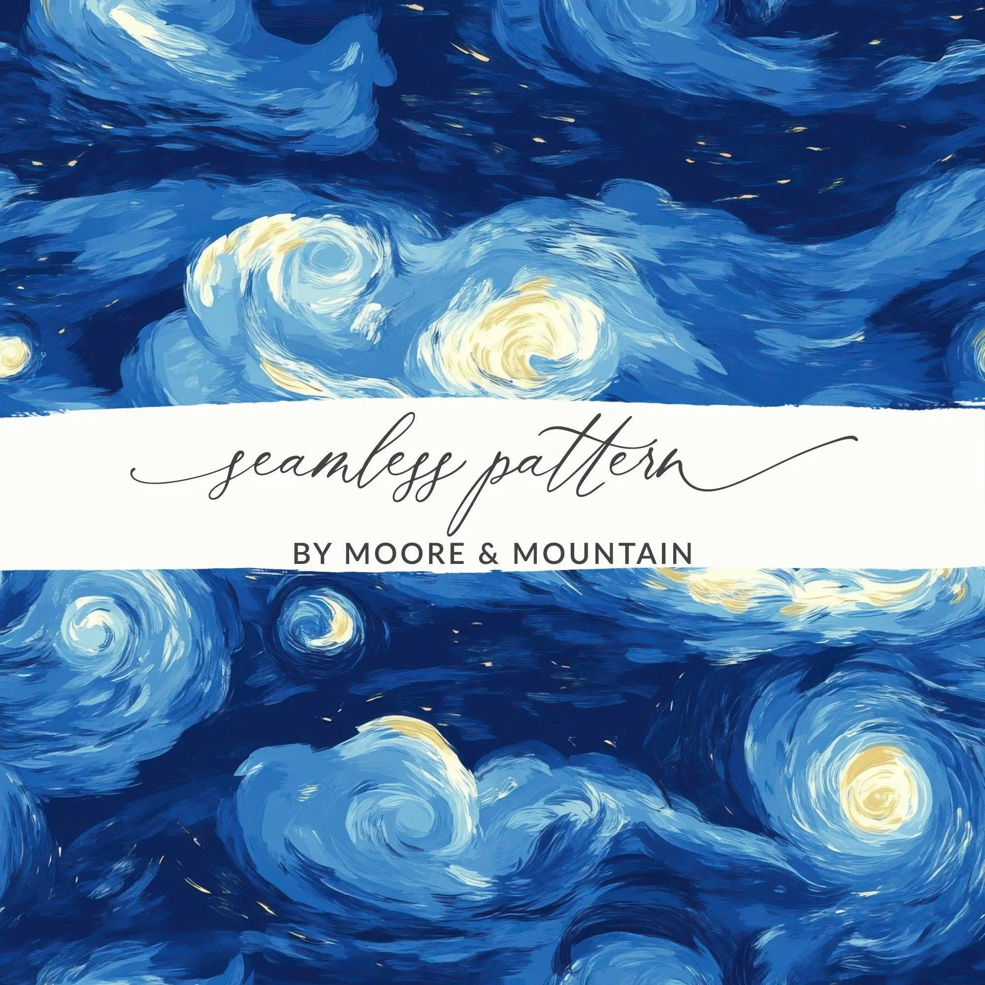 Digital Starry Night Sky, Seamless JPEG Image, Fabric Design, Blue Sky Art, Galaxy Pattern, Repeat Pattern, Instant Download, Digital - Moore and Mountain