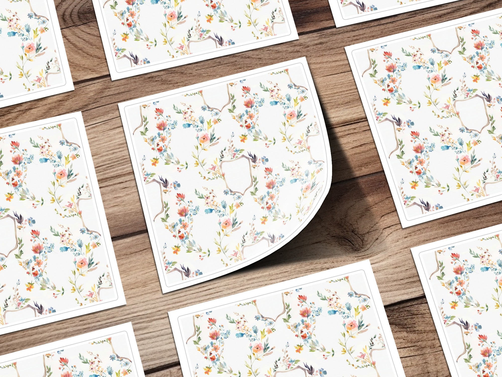 Digital Watercolor Floral Pattern, Red Blue Yellow, Spring Flower Design, Printable Fabric Seamless Tile, Watercolor Clipart, Floral Repeat - Moore and Mountain