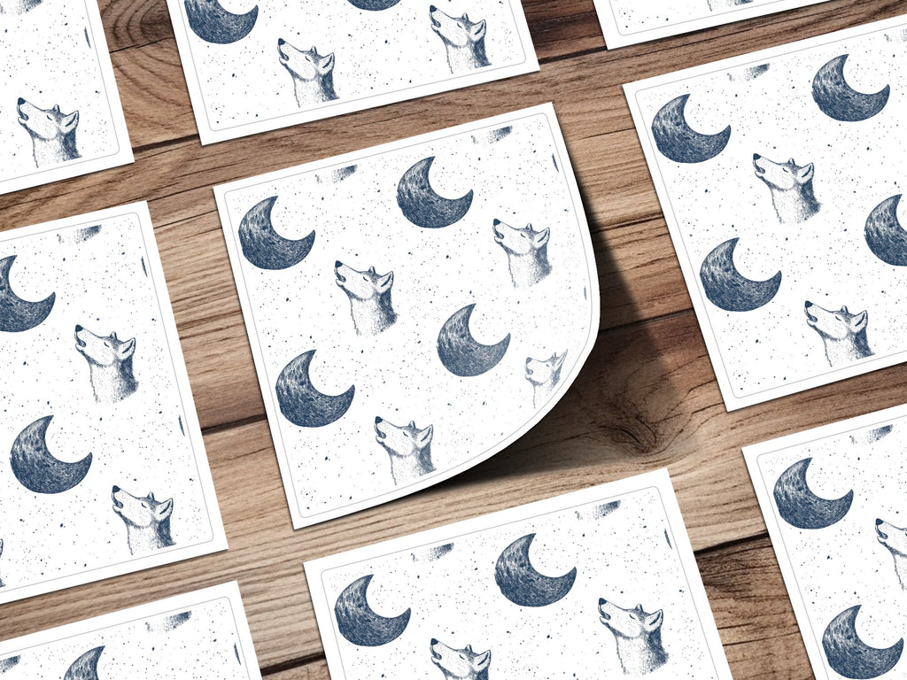 Digital Wolf Moon Seamless Pattern, Celestial JPEG, Night Sky Design, Scrapbook Paper, Fabric Print, Digital Download - Moore and Mountain