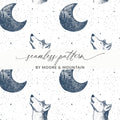 Digital Wolf Moon Seamless Pattern, Celestial JPEG, Night Sky Design, Scrapbook Paper, Fabric Print, Digital Download - Moore and Mountain