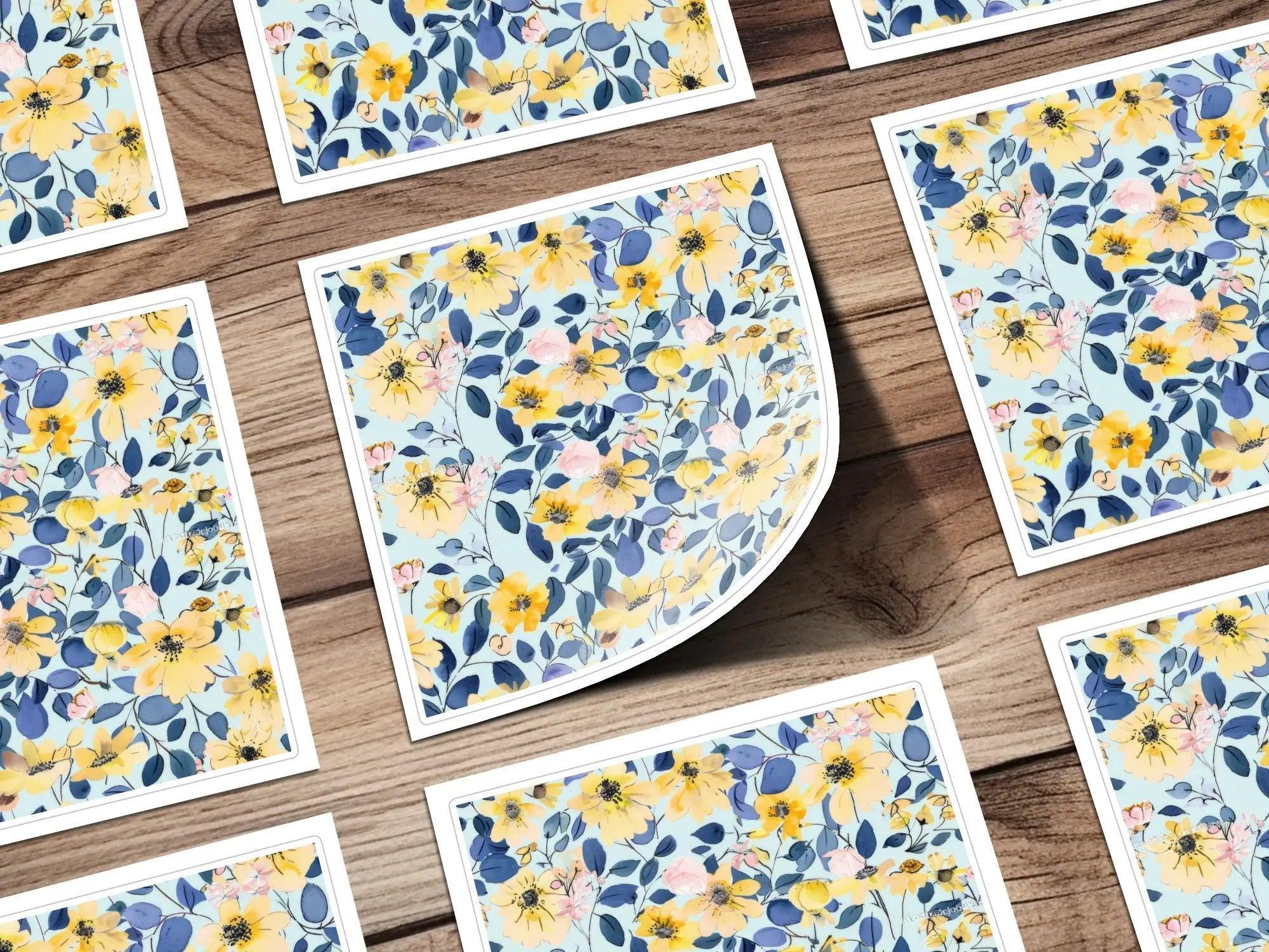 Digital Yellow Floral Seamless Pattern, Watercolor Flowers Fabric Design, Botanical Digital Paper, Spring Textile Print, JPEG Files - Moore and Mountain