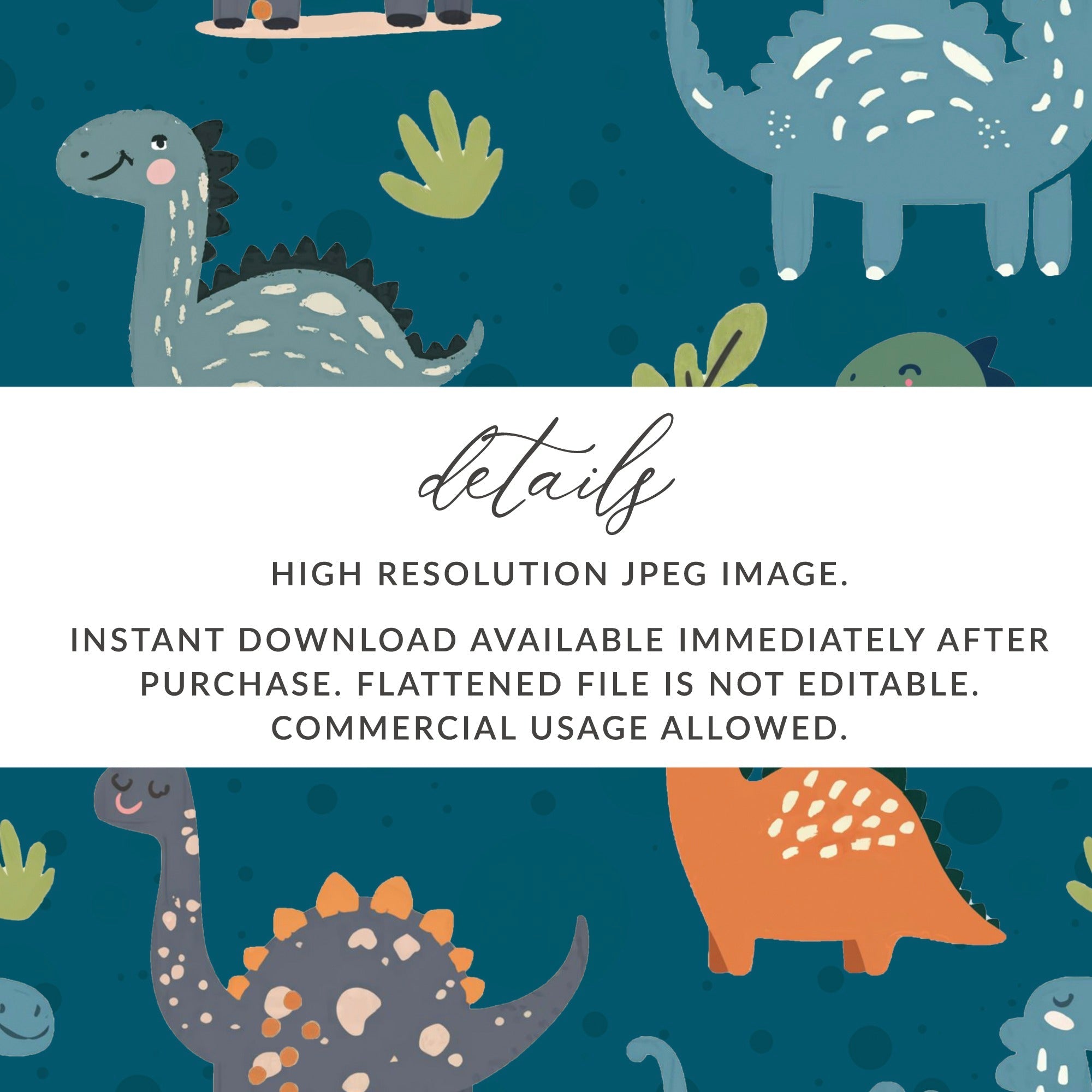 Dinosaur Seamless Pattern Digital Download, Cute Dino Background, Kids Fabric Design, Scrapbooking Paper, Nursery Decor Print - Moore and Mountain