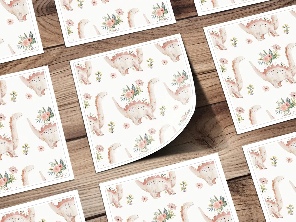 Dinosaur Seamless Pattern Digital, Floral Dinosaur Print File, Watercolor Dino Design, Kids Fabric Pattern, Girls Room Clipart - Moore and Mountain