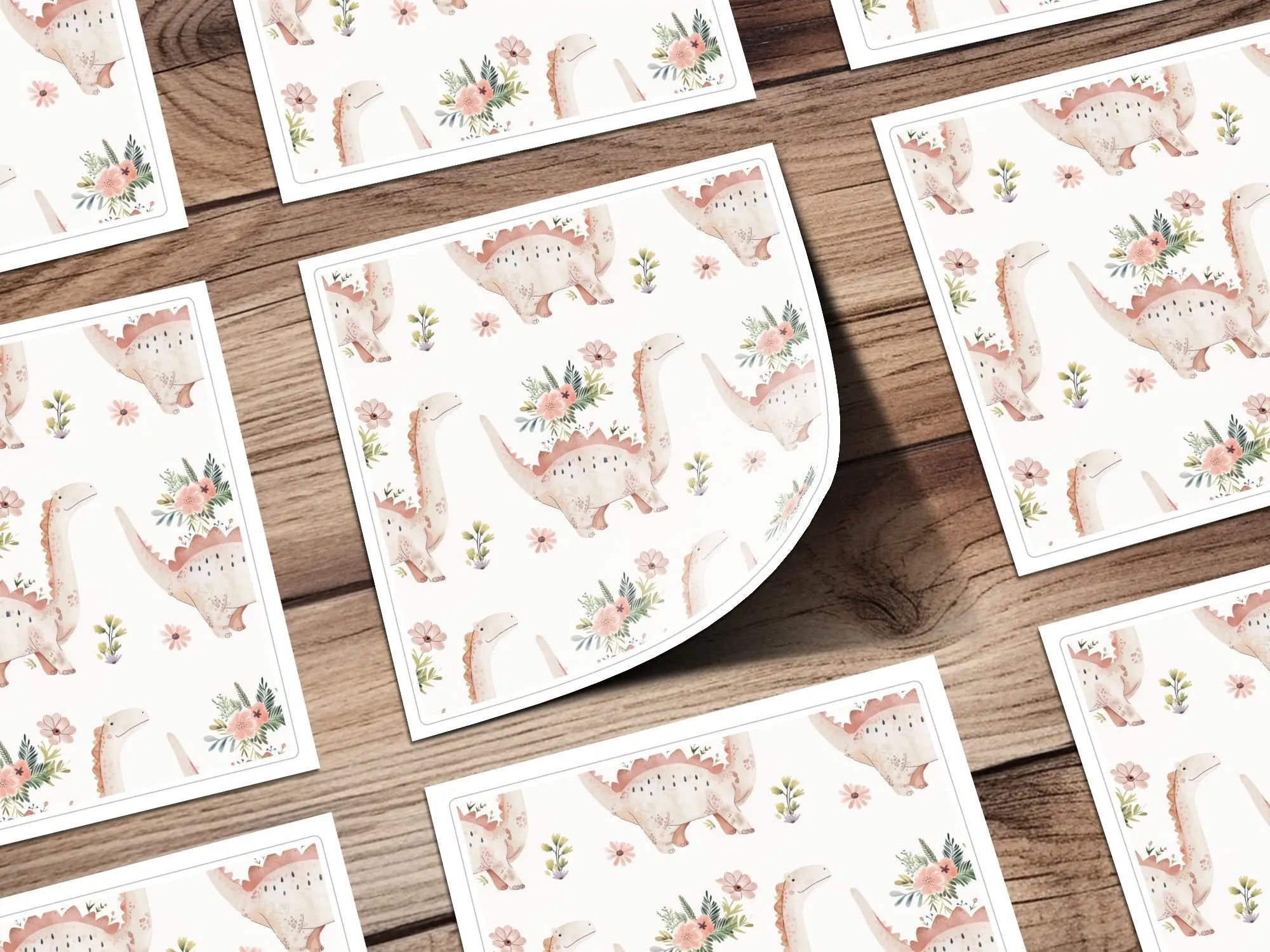 Dinosaur Seamless Pattern Digital, Floral Dinosaur Print File, Watercolor Dino Design, Kids Fabric Pattern, Girls Room Clipart - Moore and Mountain