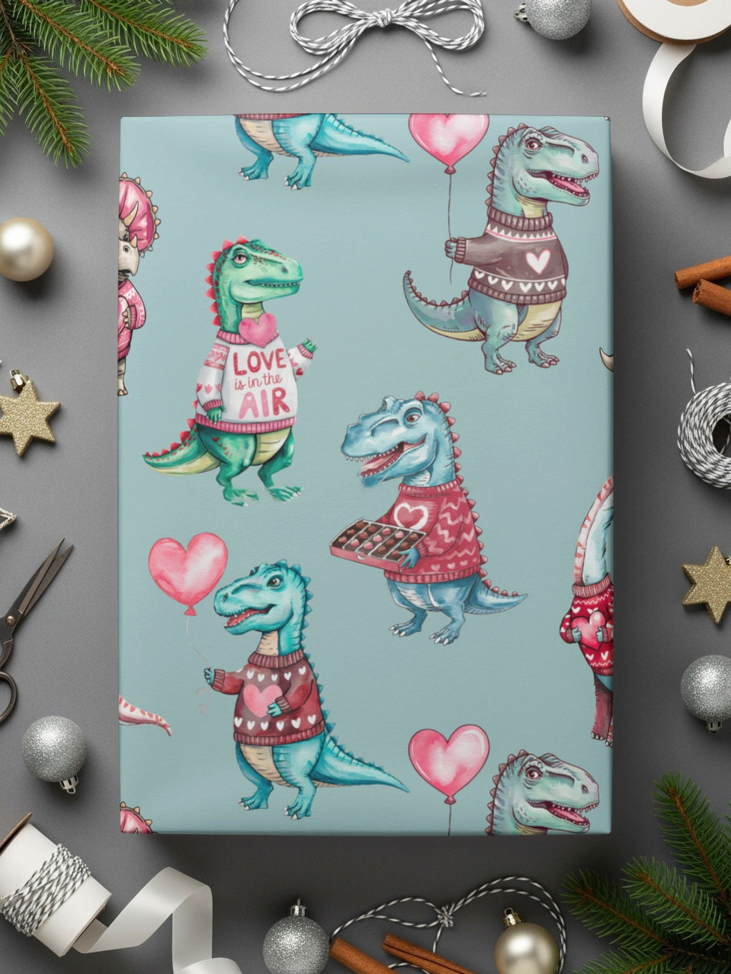 Dinosaur Valentine Seamless Pattern, Digital Paper, Cute Dino Pattern, Dinosaur Love, Kawaii Dino, Valentine Pattern, Digital Download - Moore and Mountain