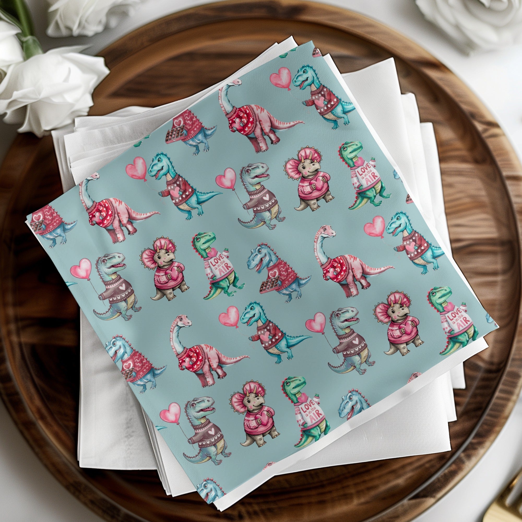 Dinosaur Valentine Seamless Pattern, Digital Paper, Cute Dino Pattern, Dinosaur Love, Kawaii Dino, Valentine Pattern, Digital Download - Moore and Mountain