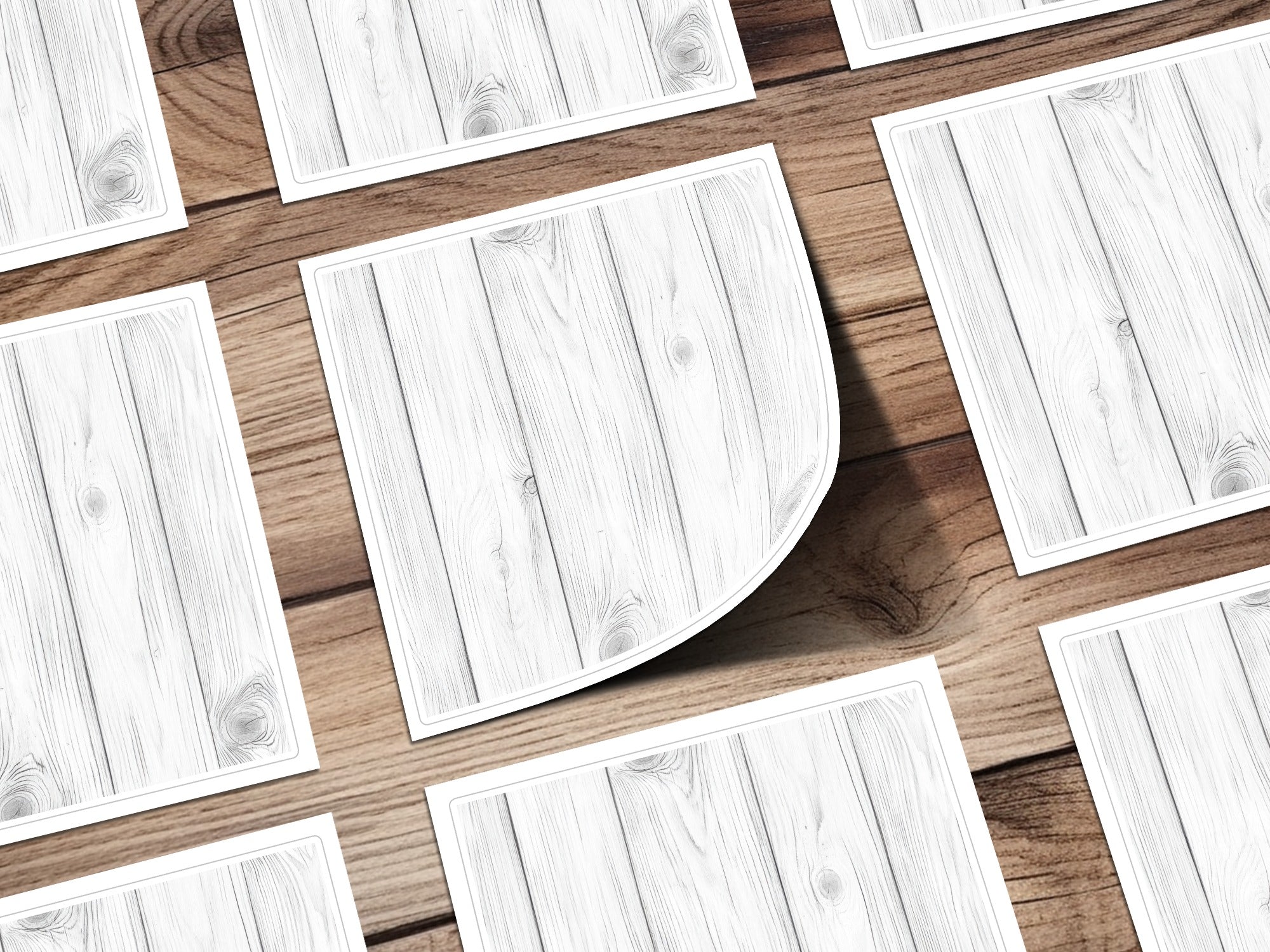 Rustic White Wood Plank Pattern Design Floor Sticker