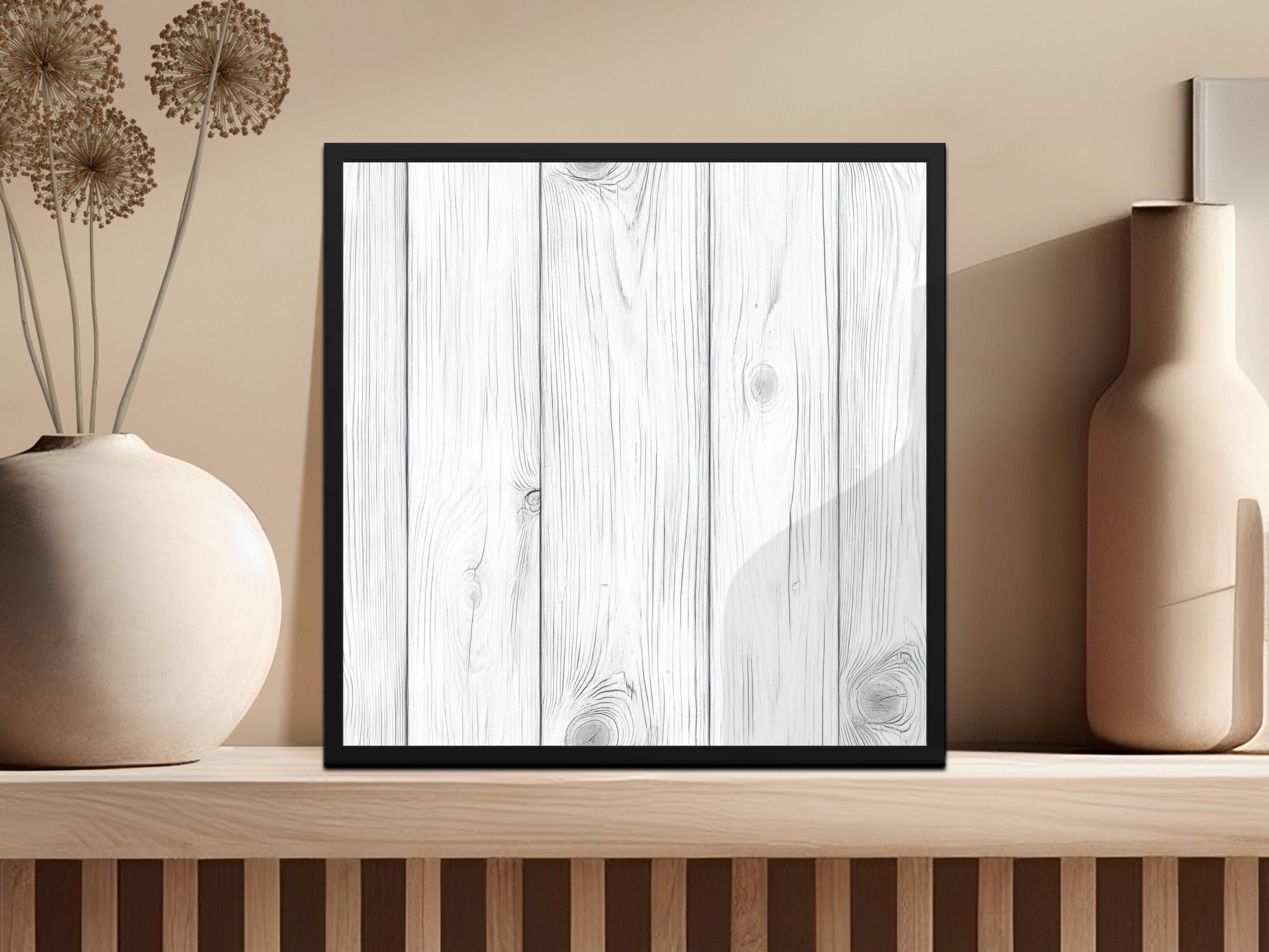 Minimalist White Wood Design Framed Wall Art Product