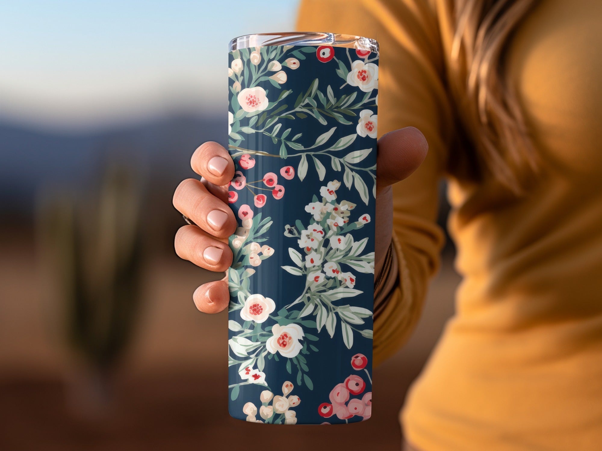 Floral Patterned Stainless Steel Tumbler Travel Mug