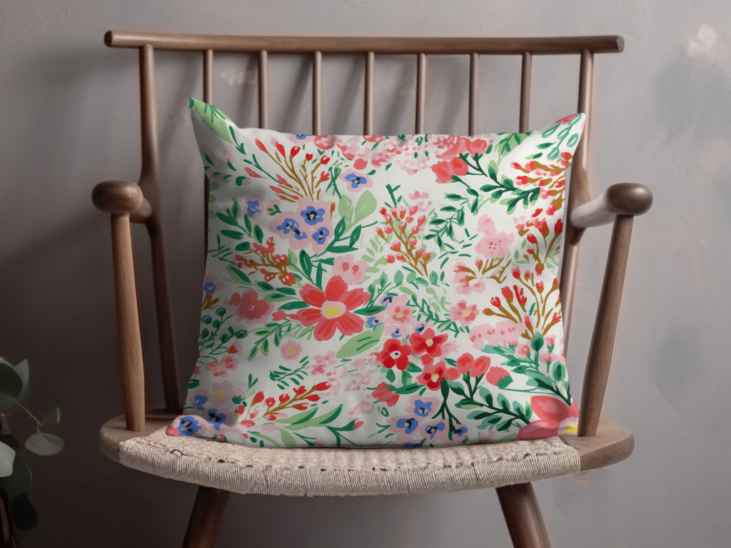 Colorful Floral Print Decorative Pillow Cushion