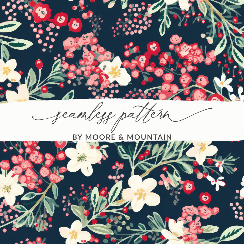 Floral and Berries Seamless Pattern Design
