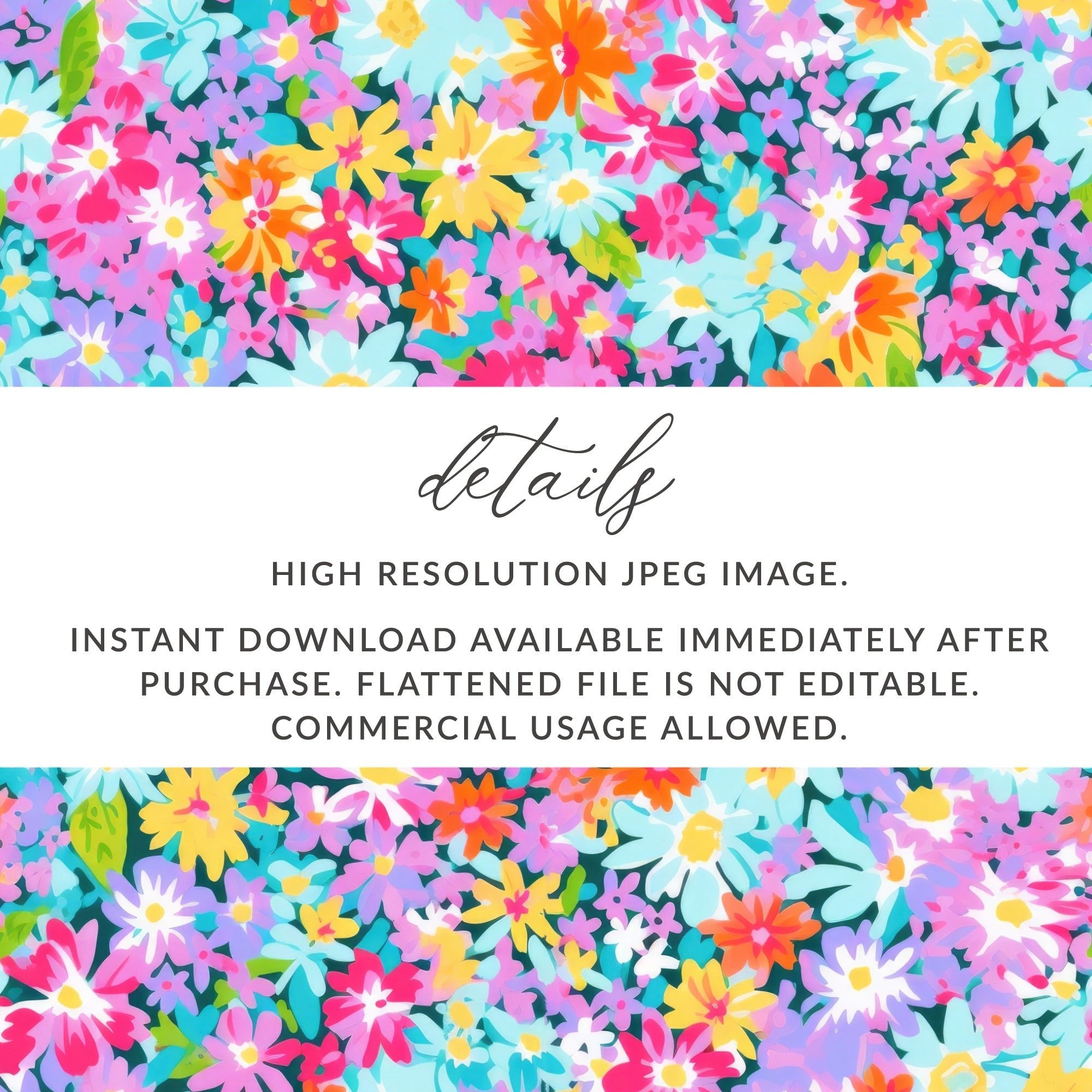 Ditsy Digital Floral Pattern, Seamless Flower Design, Colorful Background, Repeating Fabric Print, Scrapbooking Paper, Digital Download - Moore and Mountain