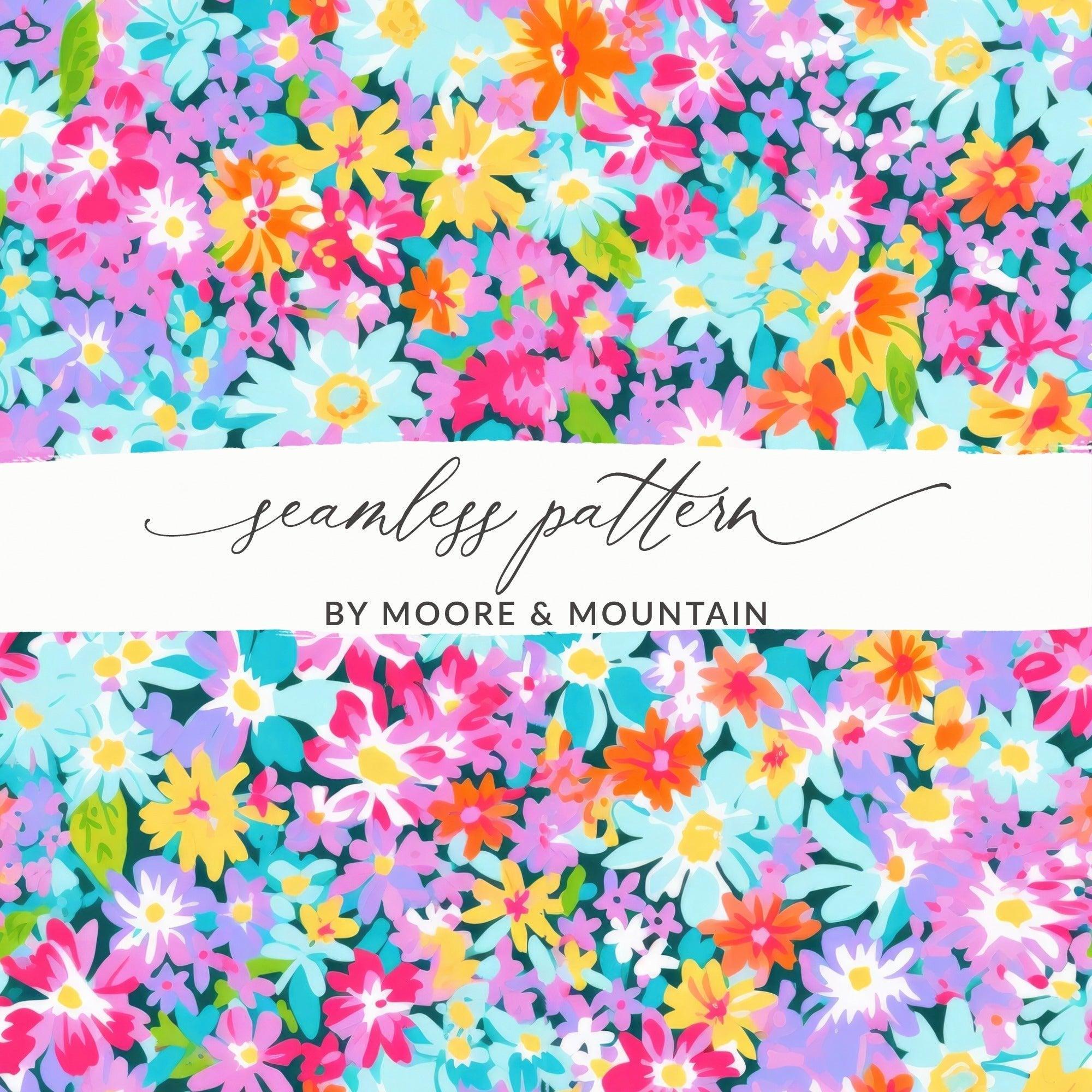 Ditsy Digital Floral Pattern, Seamless Flower Design, Colorful Background, Repeating Fabric Print, Scrapbooking Paper, Digital Download - Moore and Mountain