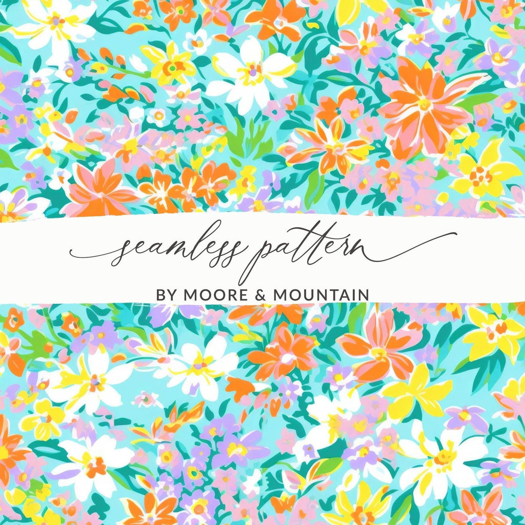 Ditsy Digital Floral Pattern, Seamless Flower Print, Colorful Spring Design, Repeatable Fabric Design, Digital Paper, Floral Backgrounds - Moore and Mountain