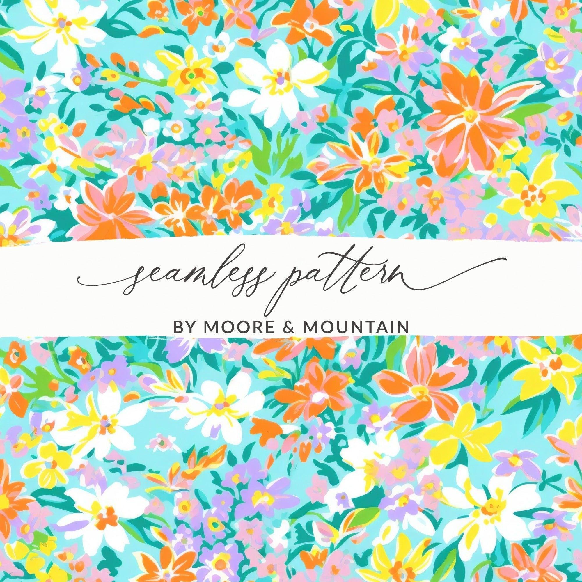 Ditsy Digital Floral Pattern, Seamless Flower Print, Colorful Spring Design, Repeatable Fabric Design, Digital Paper, Floral Backgrounds - Moore and Mountain