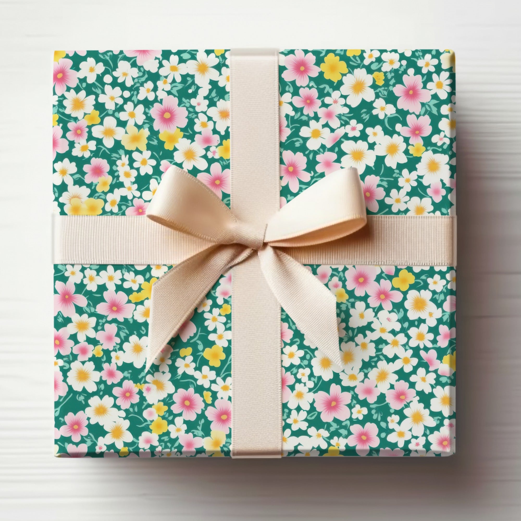 Vibrant Floral Pattern Gift Box with Ribbon Bow