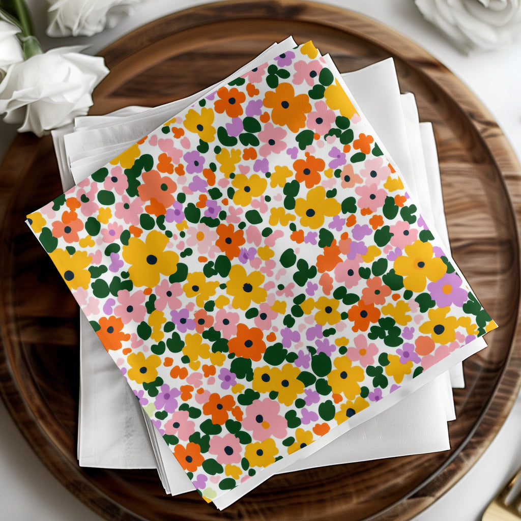 Vibrant Floral Patterned Paper Napkins Colorful Design