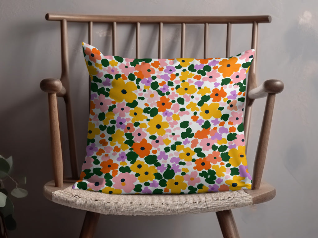 Vibrant Floral Pattern Decorative Pillow for Home Decor