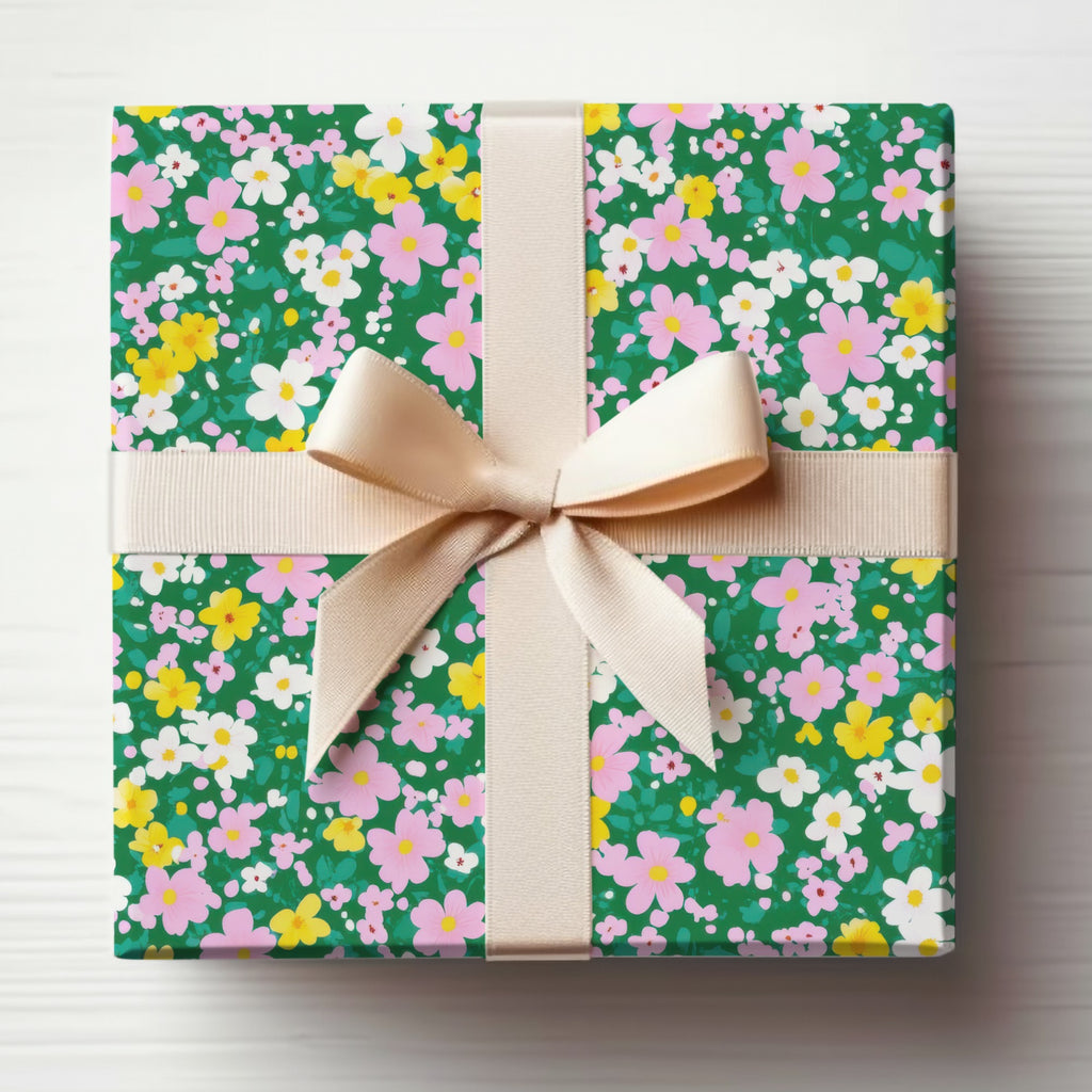 Vibrant Floral Gift Wrap with Bow Lovely Gift Wrap