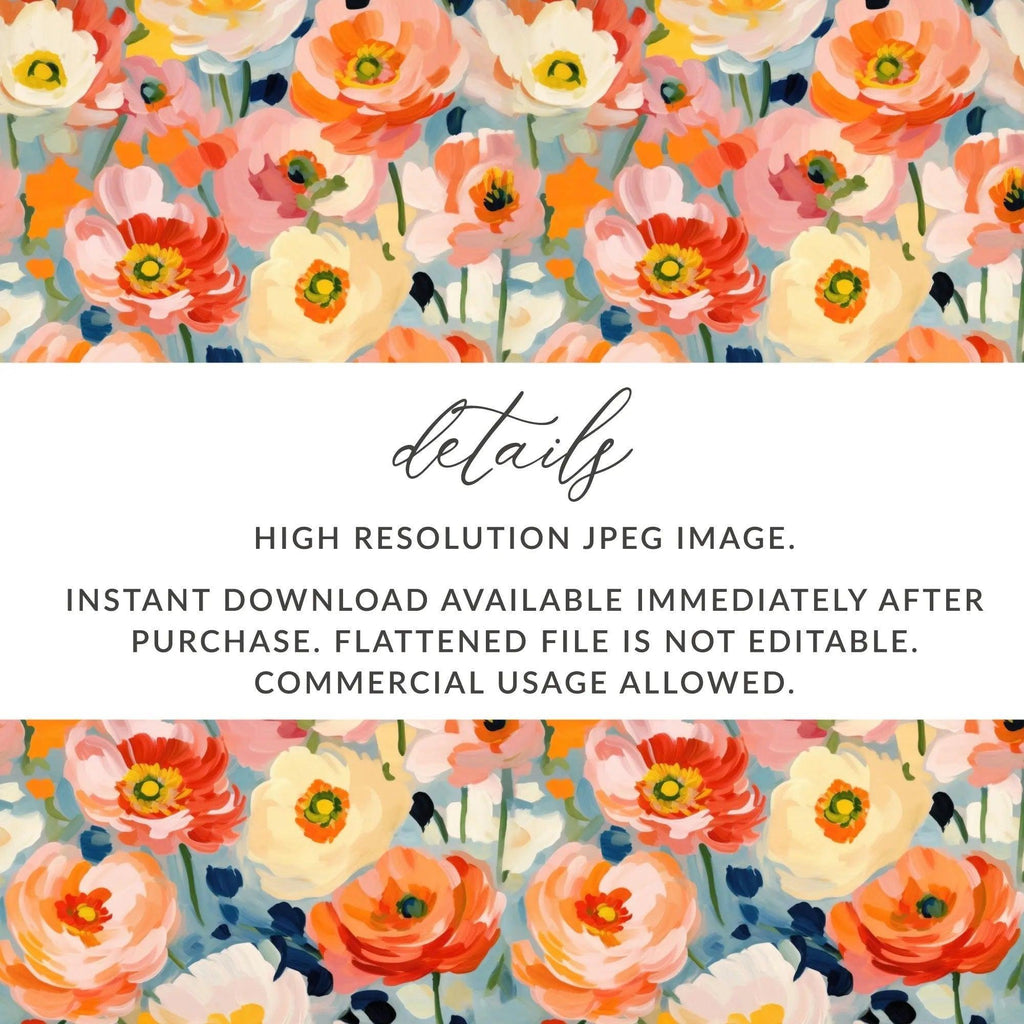 Ditsy Floral Digital Paper, Seamless Poppy Pattern, Flower Digital Download, Floral Print, Scrapbook Paper, Fabric Design, Commercial Use - Moore and Mountain