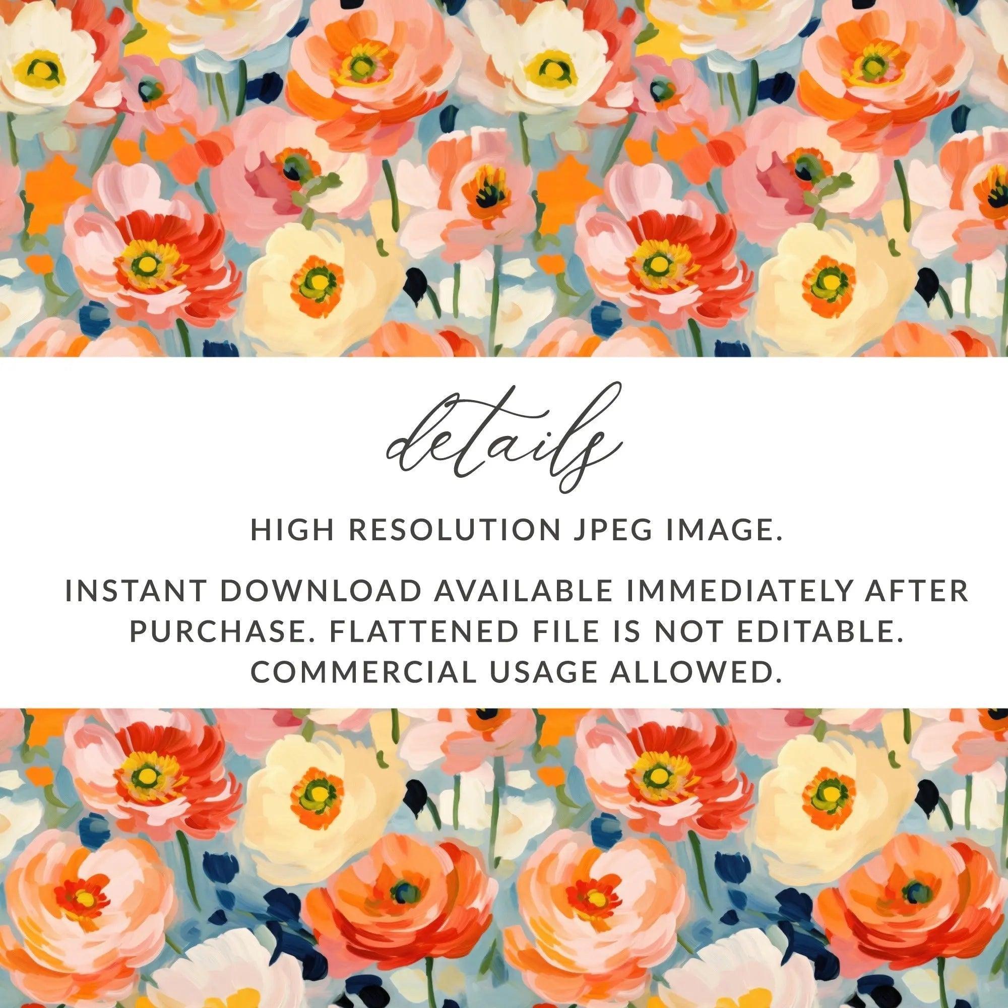 Ditsy Floral Digital Paper, Seamless Poppy Pattern, Flower Digital Download, Floral Print, Scrapbook Paper, Fabric Design, Commercial Use - Moore and Mountain