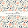 Ditsy Floral Digital Seamless Pattern, Pink and Blue Flowers, Commercial Use, Print on Demand, 12x12 JPEG, Cute Floral Fabric Design - Moore and Mountain