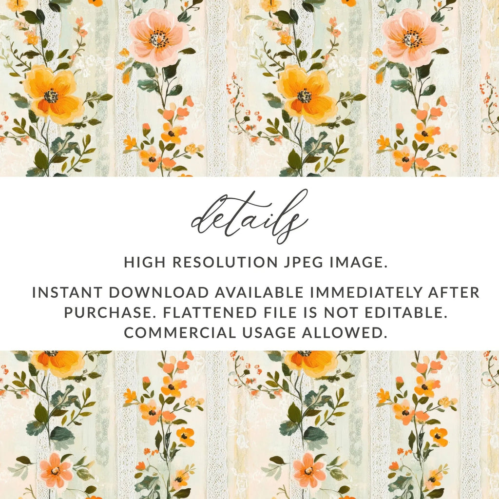Ditsy Floral Lace Digital Paper, Seamless Flower Pattern, Watercolor Texture, Scrapbook Paper, Digital Download, Commercial Use - Moore and Mountain