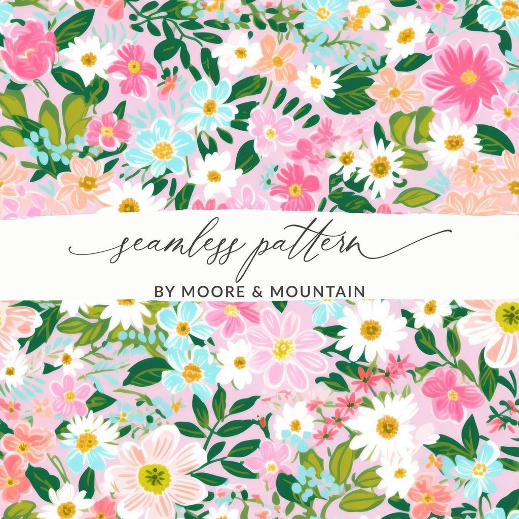 Ditsy Floral T-Shirt, Digital Art, Seamless Flower Floral Botanical Print, Fabric Design, Colorful Flower DesignFloral Digital Paper, Seamless Pattern, Pink Flower Digital Download, Scrapbook Paper, Fabric Design, 12x12 JPEG, Commercial Use - Moore and Mountain