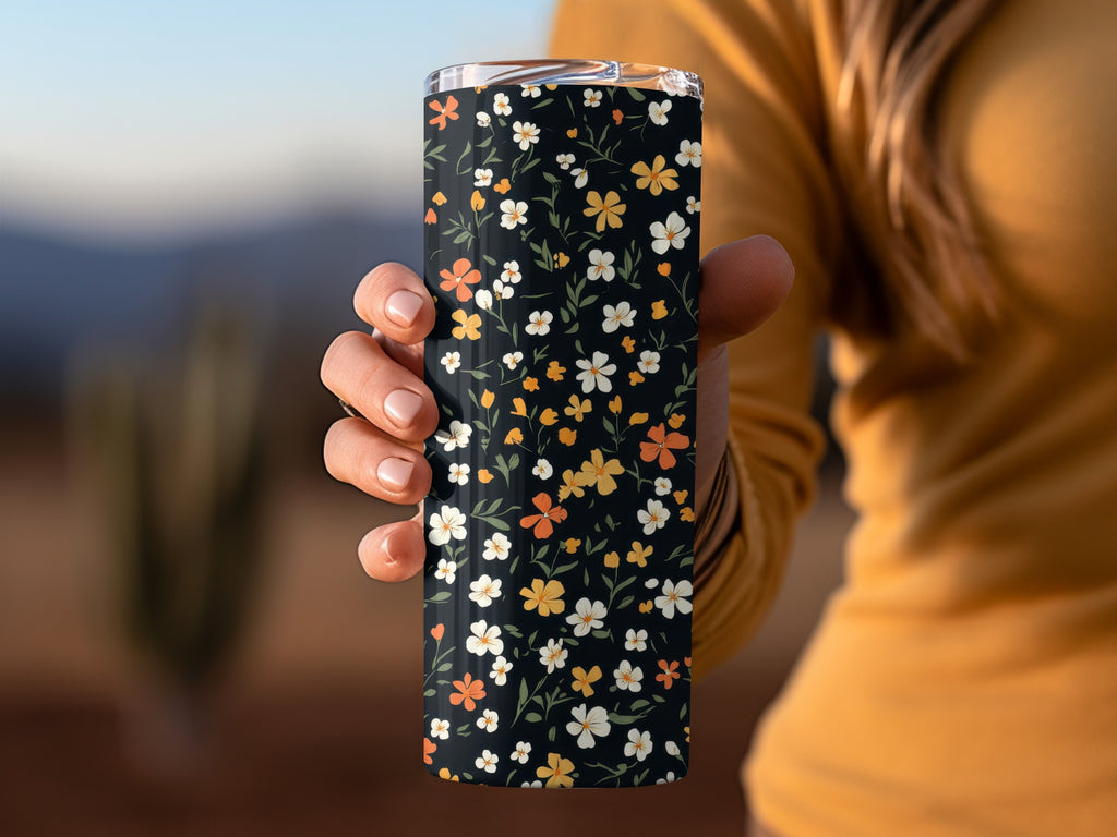 Floral Patterned Insulated Tumbler for Hot or Cold Drinks
