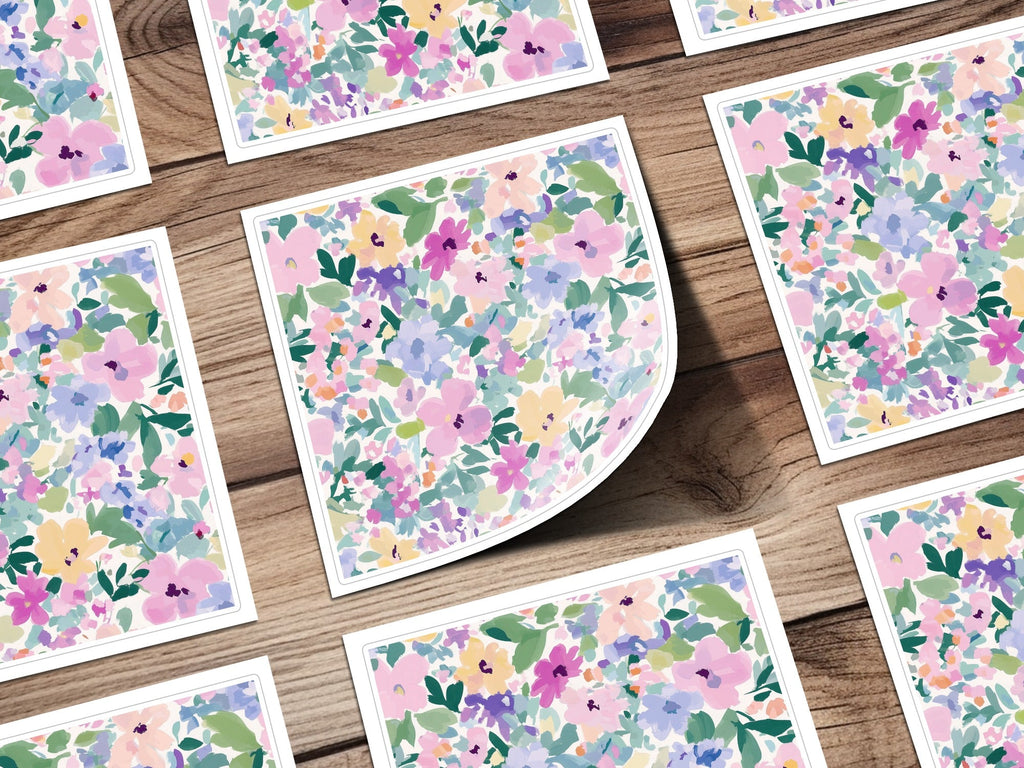 Ditsy Floral Purple Pastel Floral Garden Abstract Art Print - Digital Download - Artistic Pattern Wall Decor - Moore and Mountain