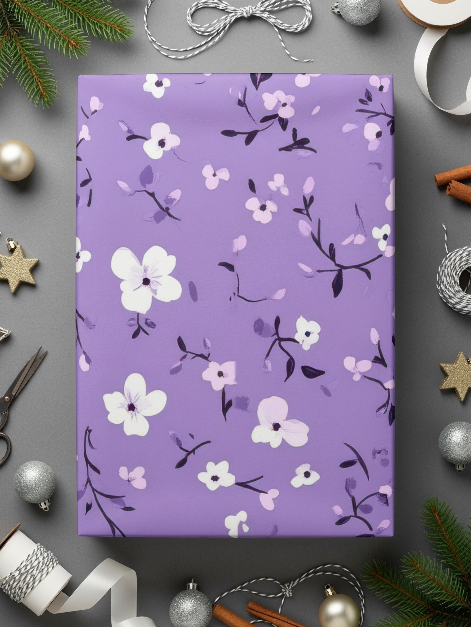 Purple Floral Design Gift Wrap Perfect for Any Occasion