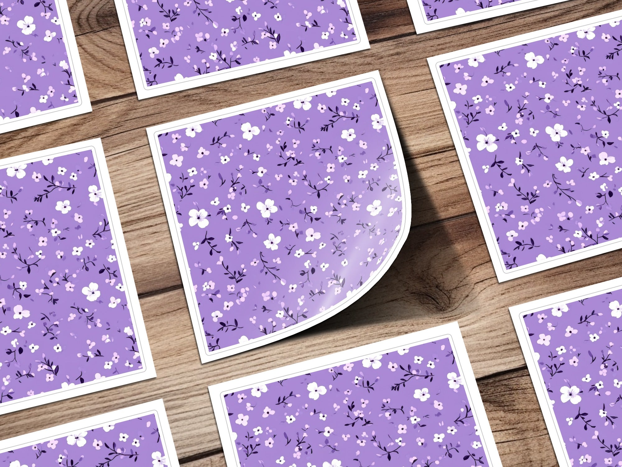 Lavender Floral Pattern Design Sticker Sheets